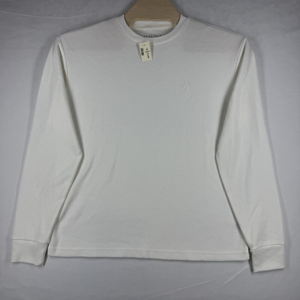 Aeropostale Men's M White Waffle Knit Thermal Long Sleeve Shirt NWT